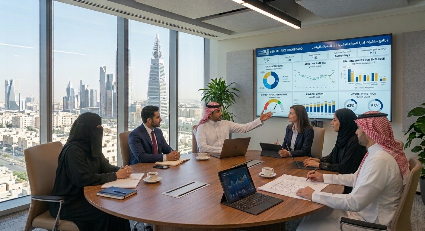 HR leaders reviewing workforce and organization plans in a Riyadh office